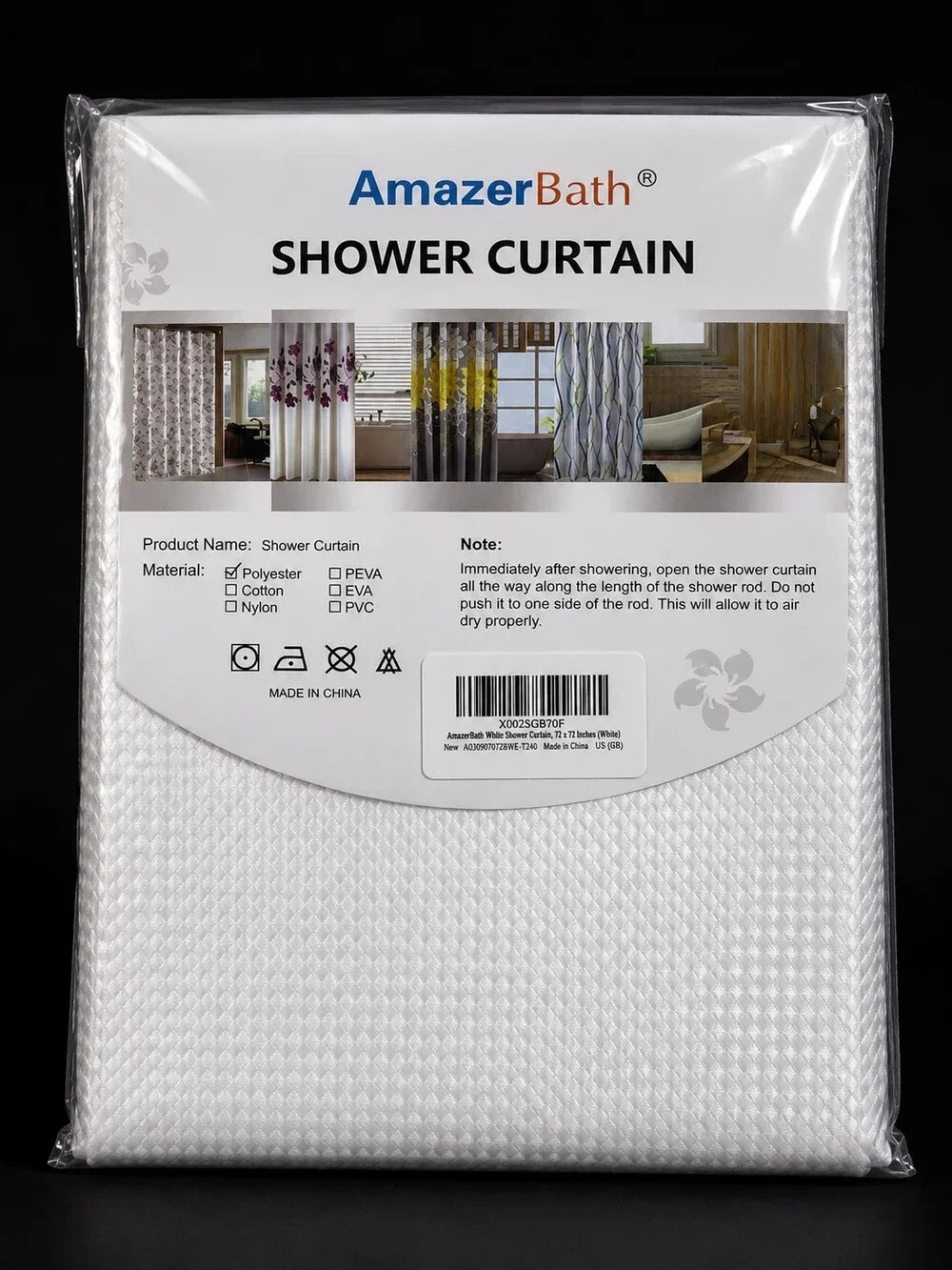 AmazerBath White Waffle Shower Curtain 72 x 72 Inches – Polyester
